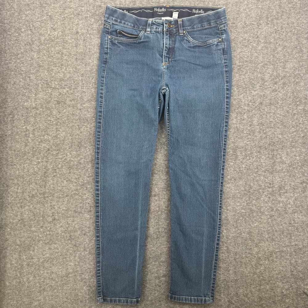 Rafaella Weekend Slimming Jeans Womens 12 Medium Wash Straight Leg Denim Blue